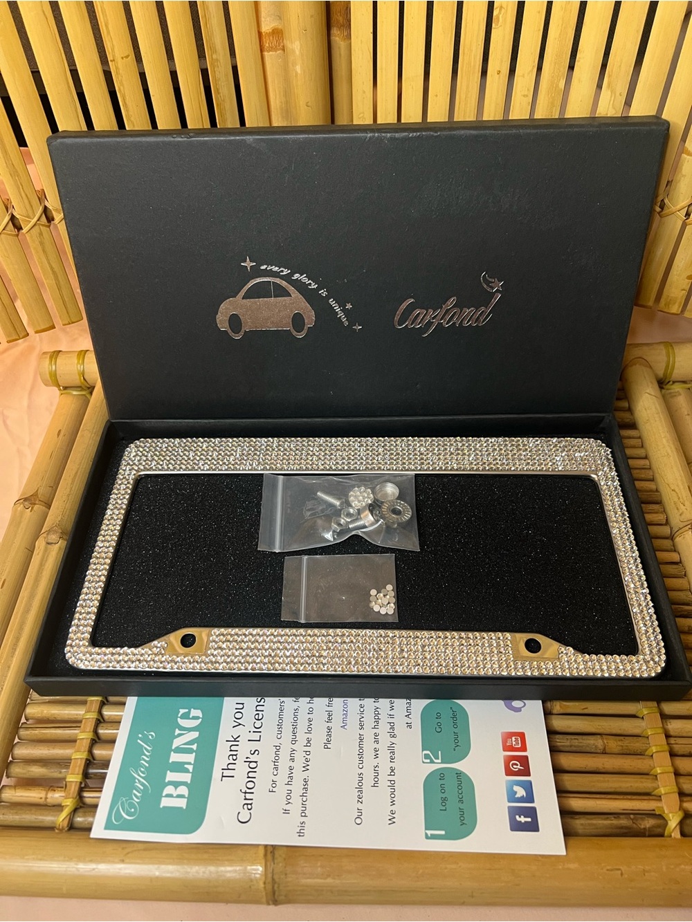 Silver Crystal Bling License Plate Frame